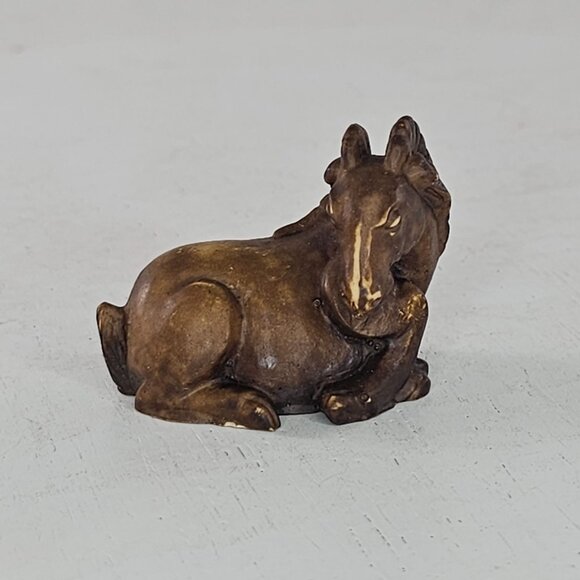 Handcrafted Miniature Ram Goat Ibex Figurine Lying Down - Picture 2 of 8
